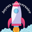 Joyeux anniversaire en fusée colorée